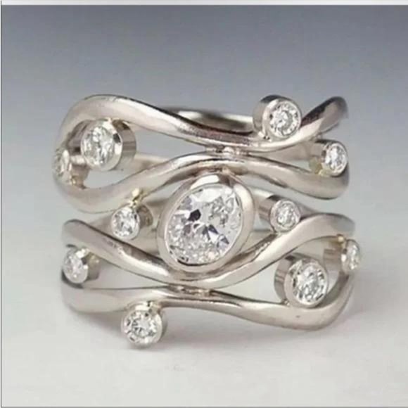 Jewelry - New  Luxury Women’s 925 Silver Stackable Diamond Ring